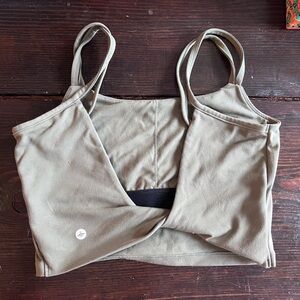 HALARA Olive Green Twist-Front sports bra